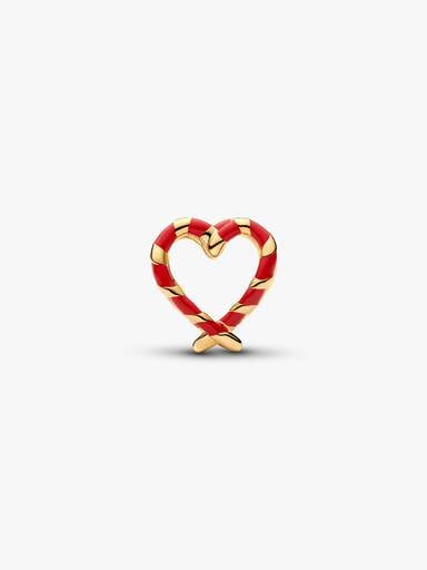Candy Cane Openwork Heart Charm
