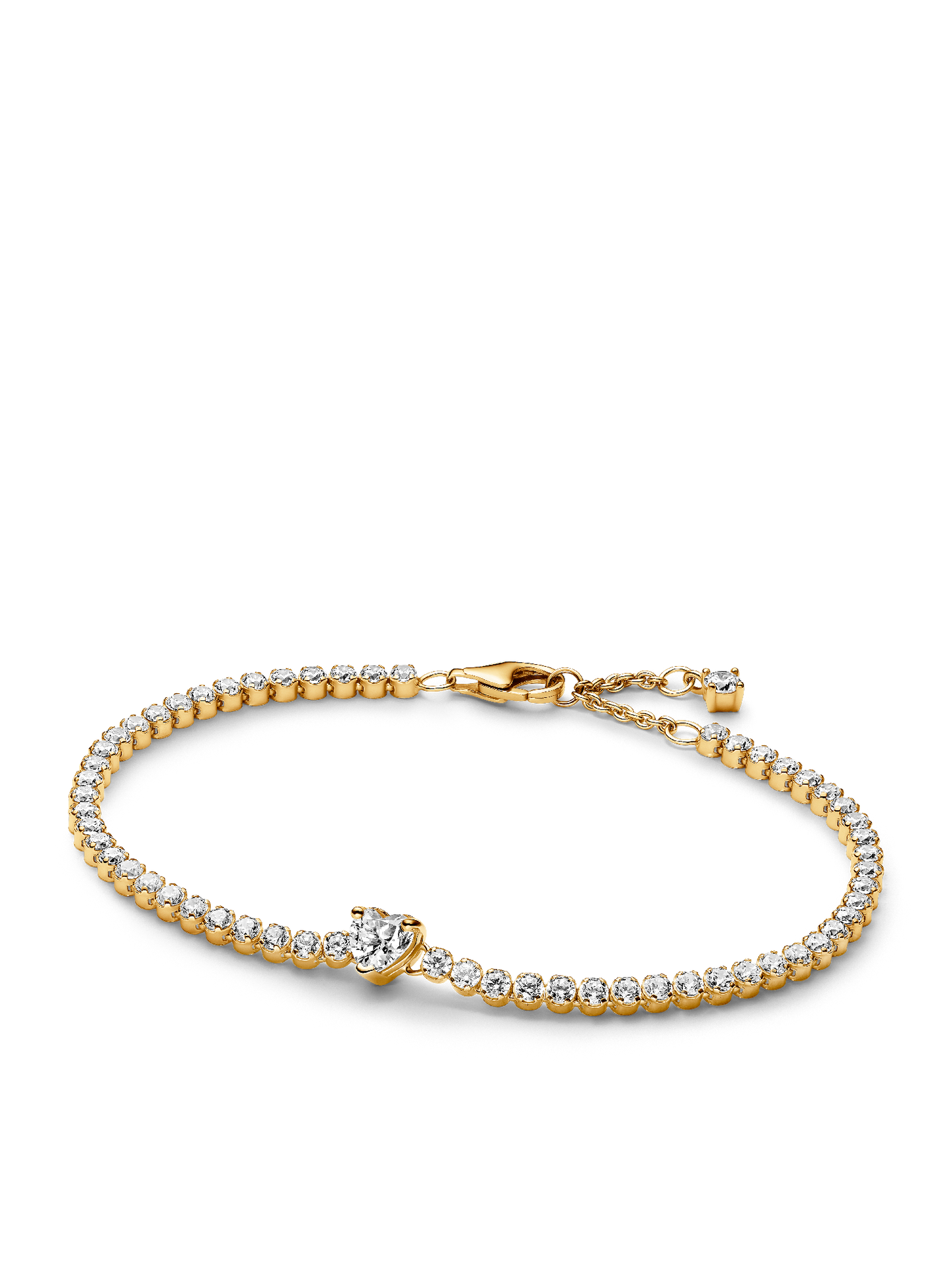 Женский браслет Pandora Sparkling Heart Tennis, Gold plated, цвет: Позолоченный — фото 1
