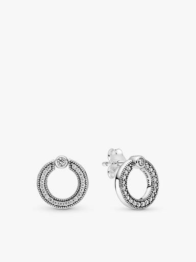 Pavé and Logo Circle Necklace and Earring Set