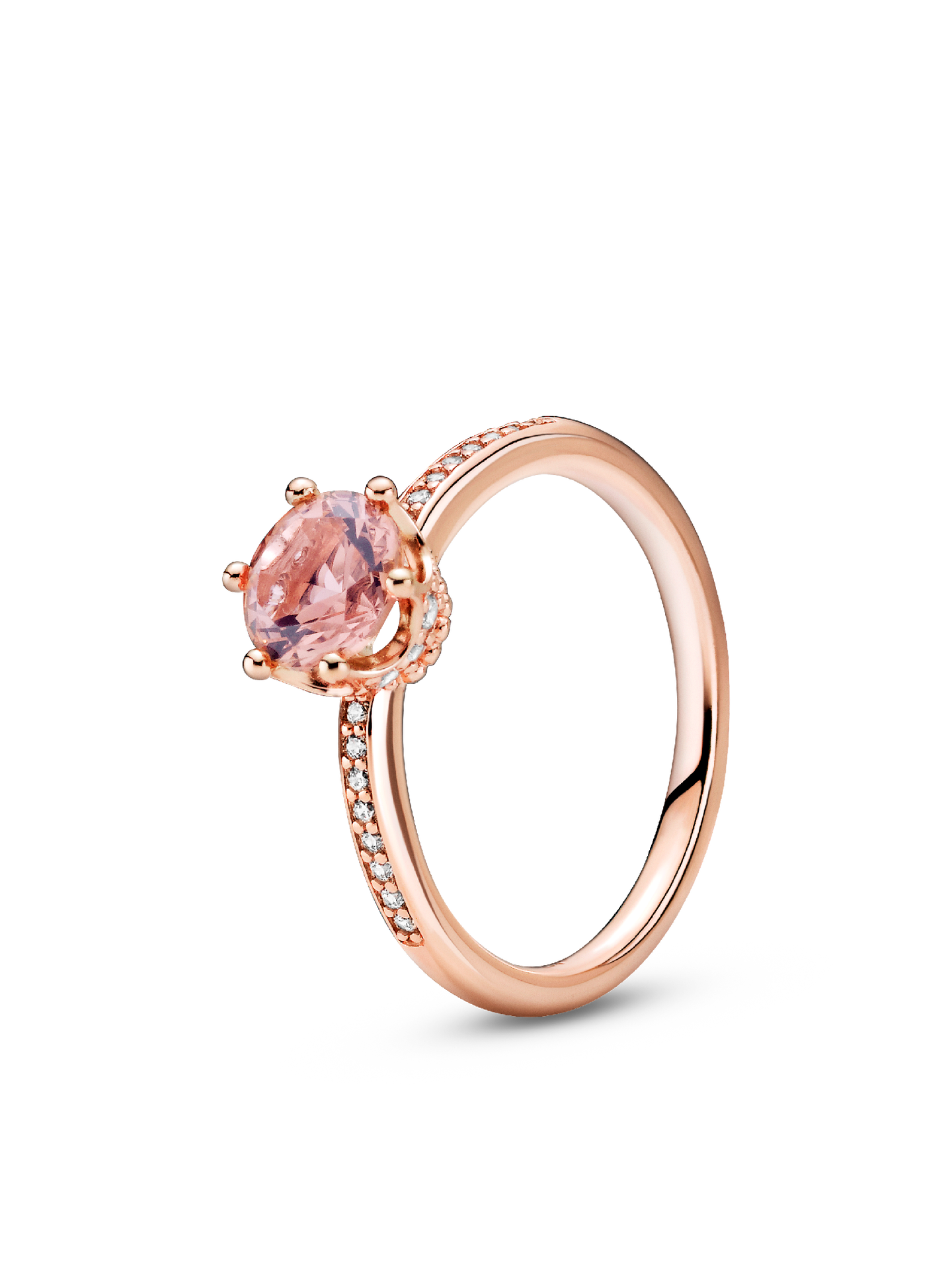 Женское кольцо Pandora Pink Sparkling Crown Solitaire, цвет: Покрытие розовым золотом — фото 1