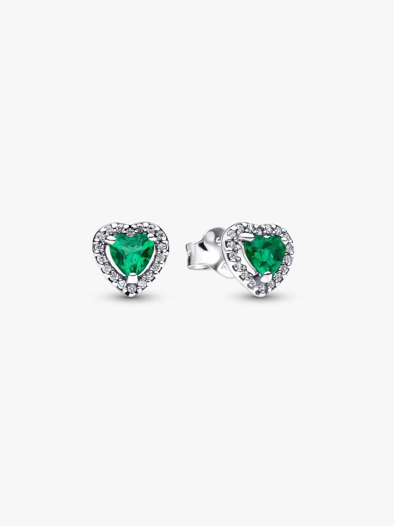 Elevated Green Heart Stud Earrings
