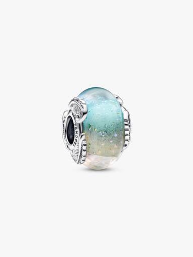 FINAL SALE - Multicolour Murano Glass & Curved Feather Charm