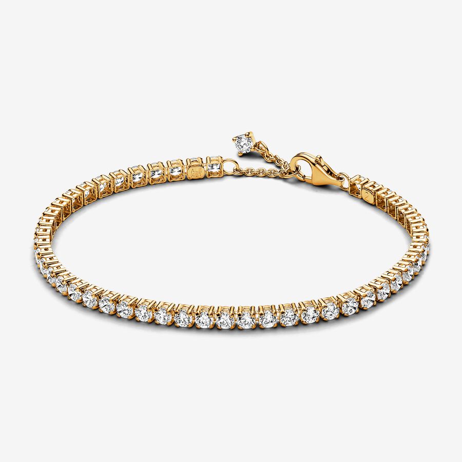Sparkling Tennis Bracelet, Gold plated