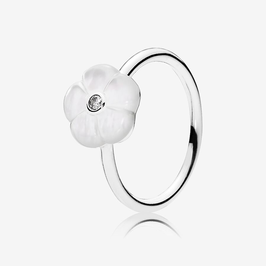 FINAL SALE - Luminous Florals Ring, Mother-Of-Pearl & Clear CZ image number 0
