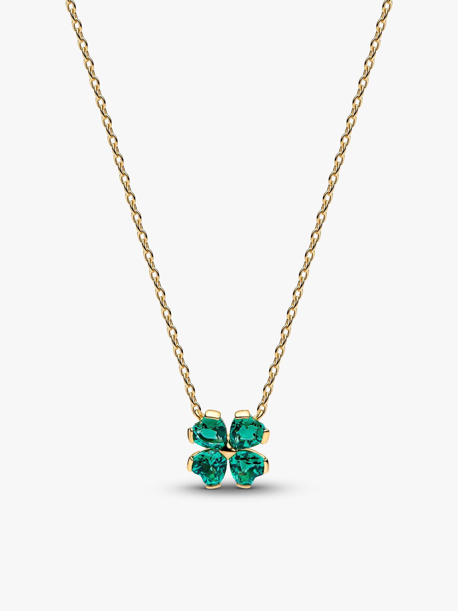 Green Lucky Clover Pendant Necklace