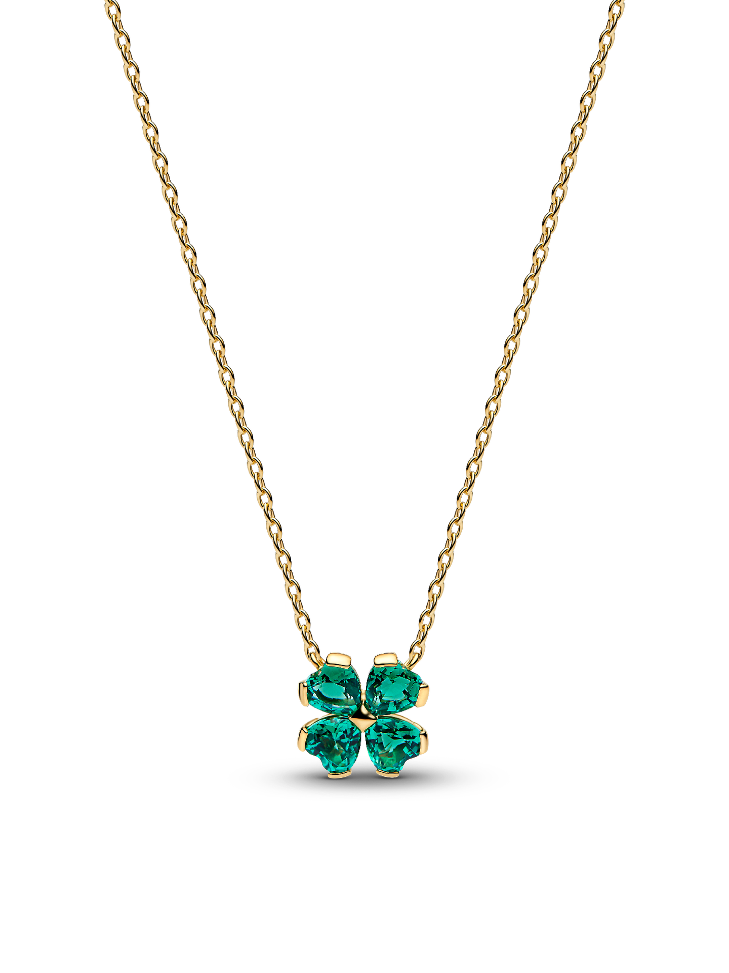 Женское колье Pandora Green Lucky Clover Pendant, цвет: Позолоченный — фото 1