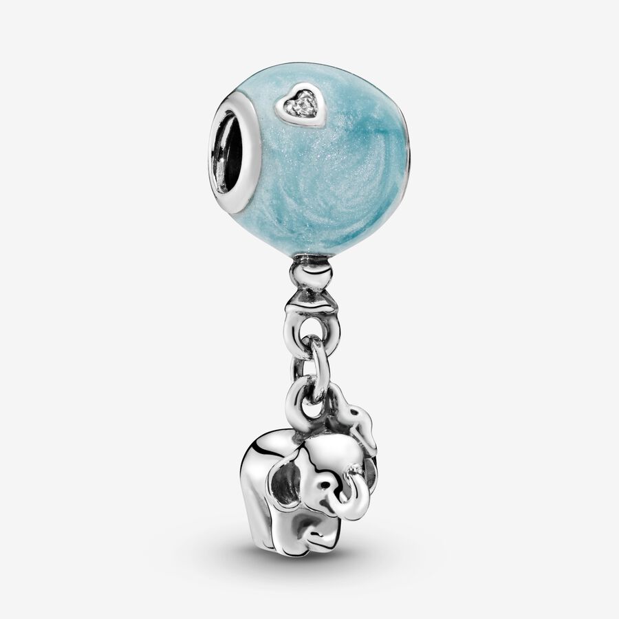 Elephant and Blue Balloon Dangle Charm - FINAL SALE image number 0