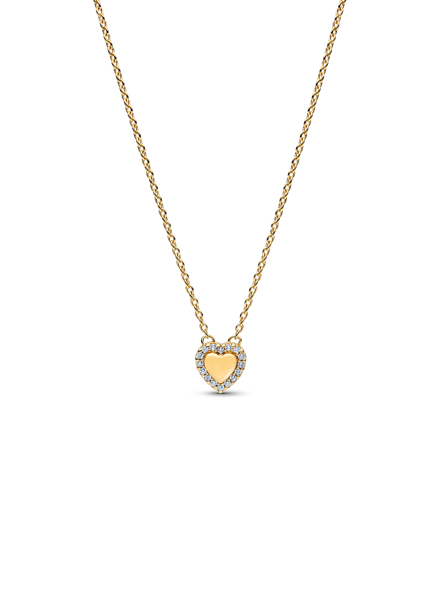 Engravable Heart Halo Collier Necklace
