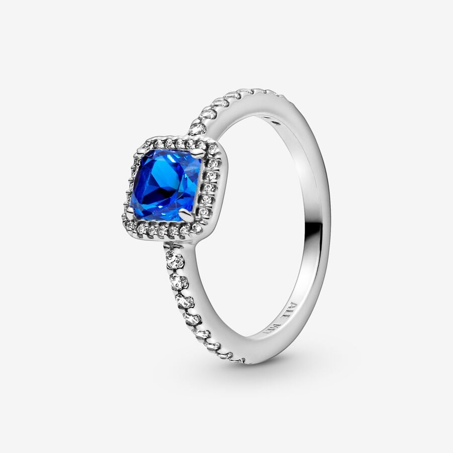 Ewell Vrijgevigheid lint Blue Square Sparkle Halo Ring | Sterling silver | Pandora US