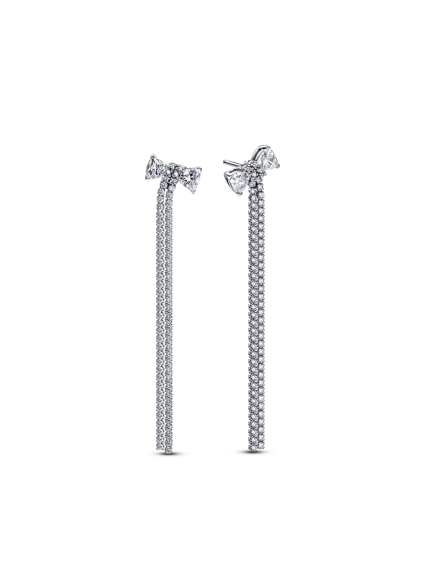 Женские серьги Pandora Pavé Bow Drop, цвет: Серебро — фото 1