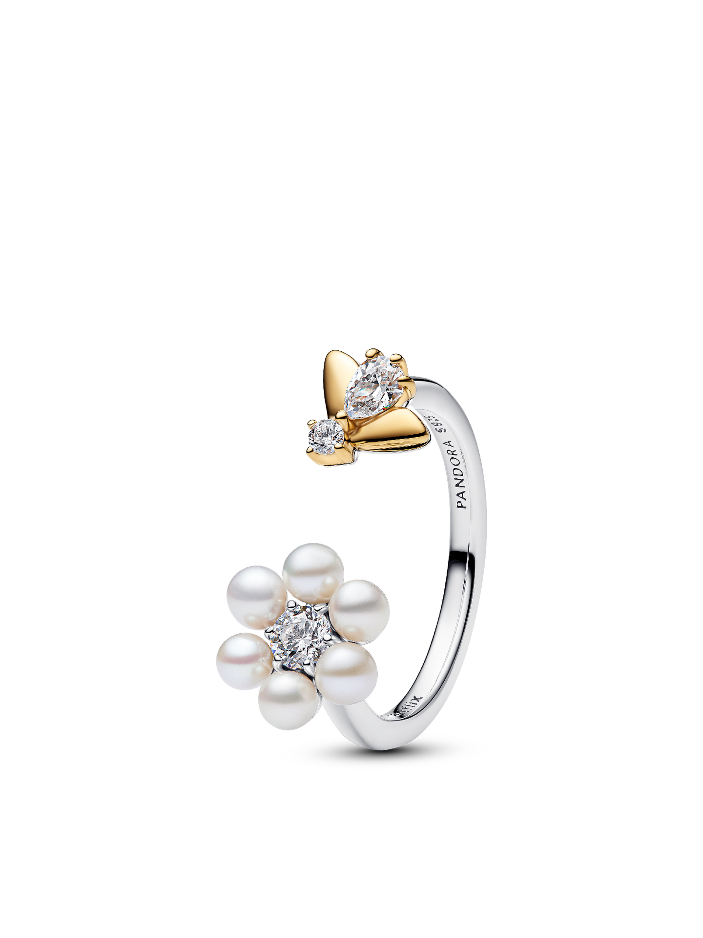 Женское кольцо Pandora Bridgerton Bee & Treated Freshwater Cultured Pearl Flower Open, цвет: Двухцветный — фото 1