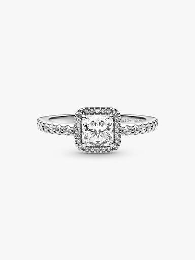Square Sparkle Halo Ring