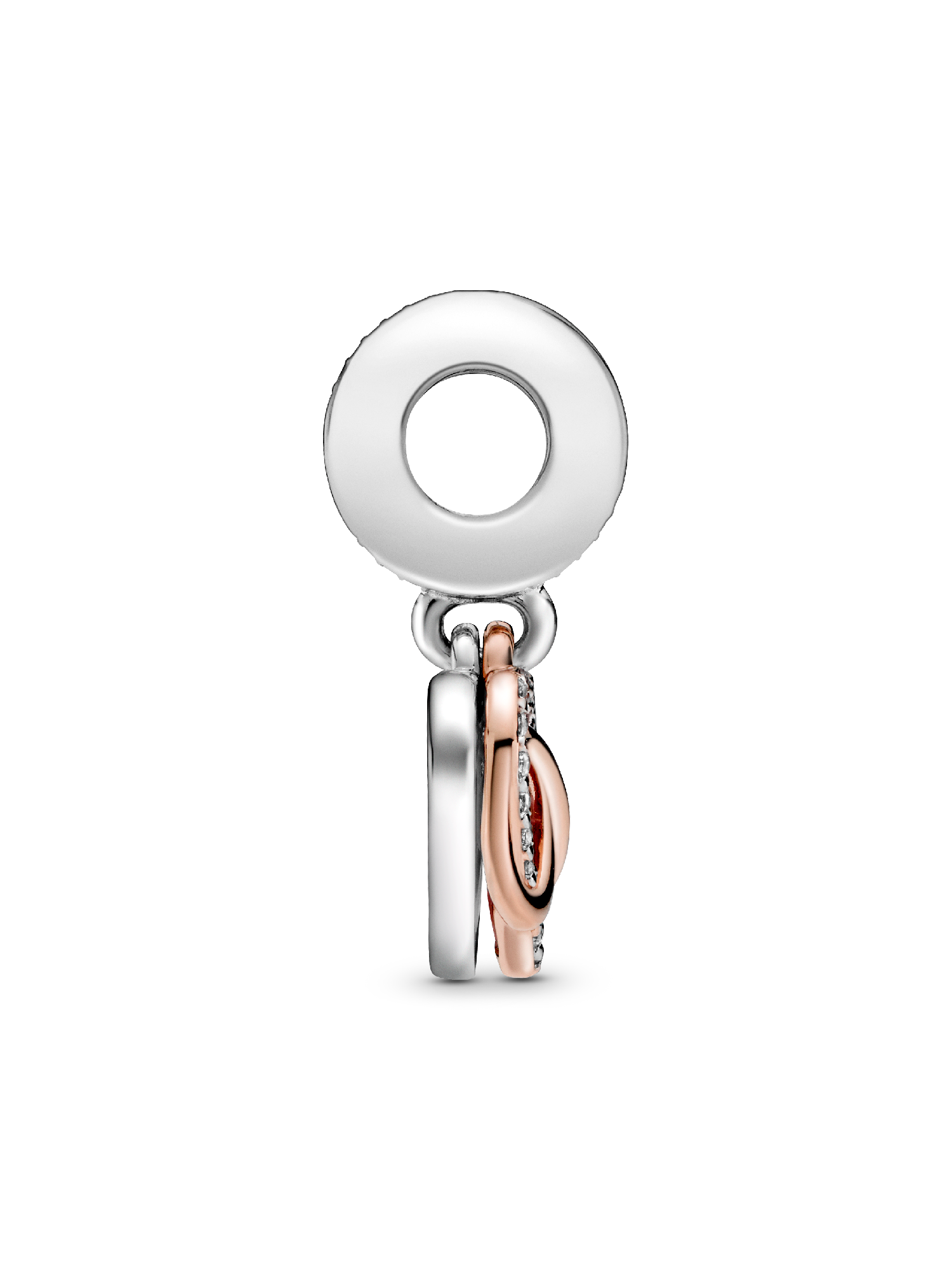 Sparkling Infinity Heart Dangle Charm | Pendant | Two-tone