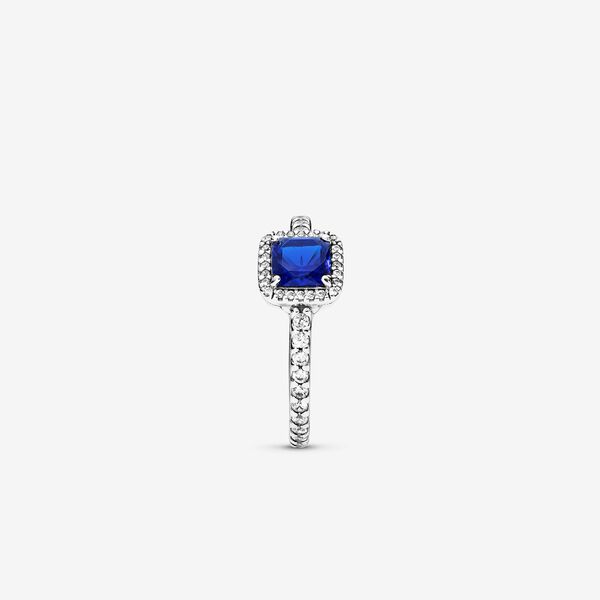 Blue Square Sparkle Halo Ring | Silver | Pandora US