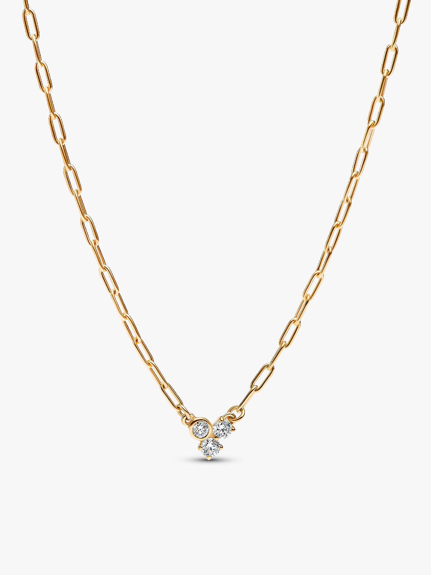 Pandora Era Lab-Grown Diamond Cluster Paperclip Chain Necklace