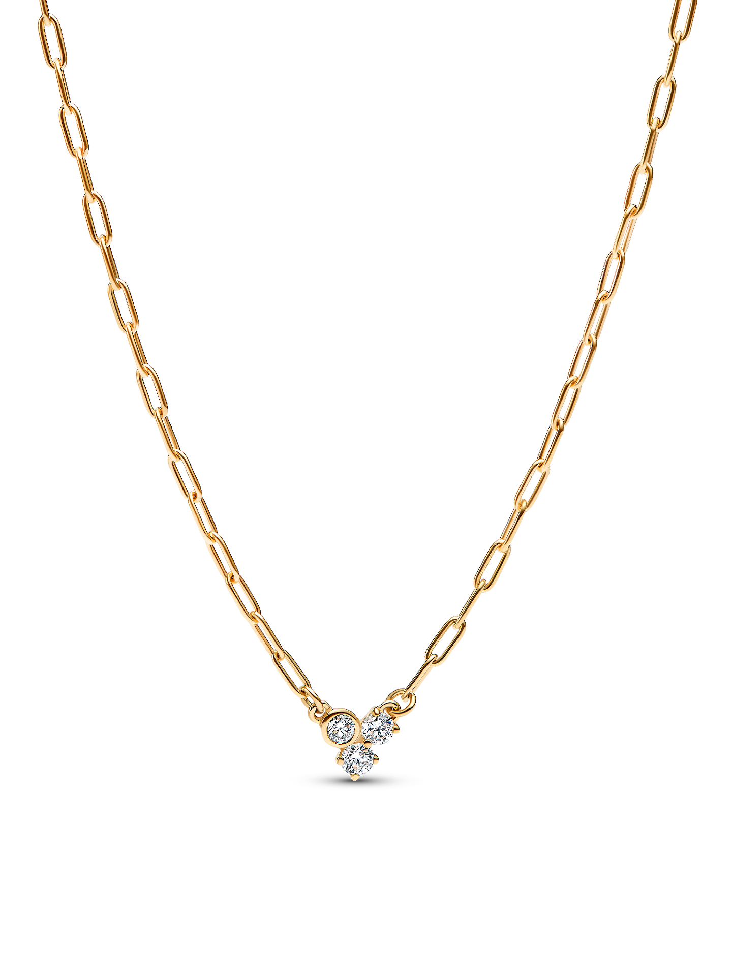 Женская цепочка Pandora Era Lab-Grown Diamond Cluster Paperclip Chain, цвет: Золотой — фото 1