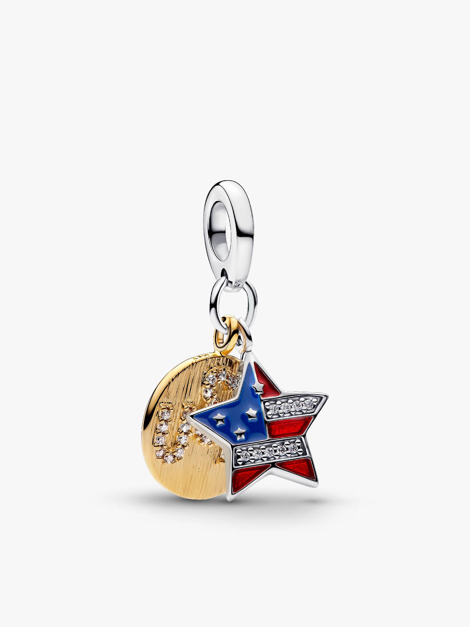 USA Flag Star Double Dangle Charm