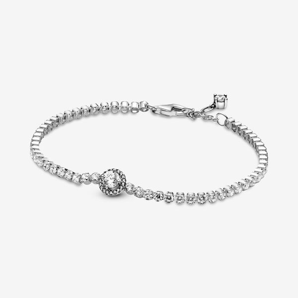 Sparkling Halo Tennis Bracelet | Sterling silver | Pandora US