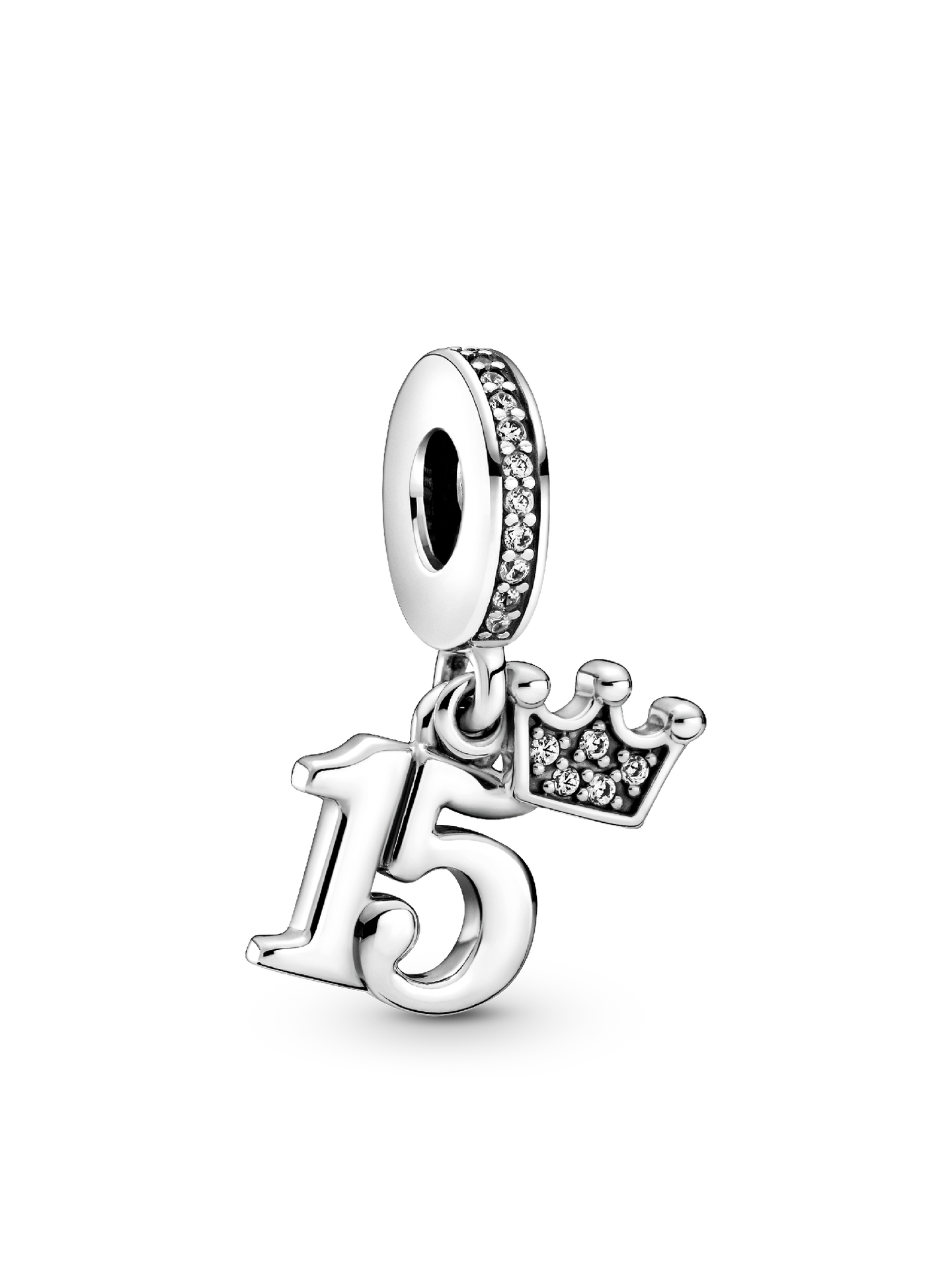Женский шарм Pandora 15th Birthday Dangle Charm, цвет: Серебро — фото 1