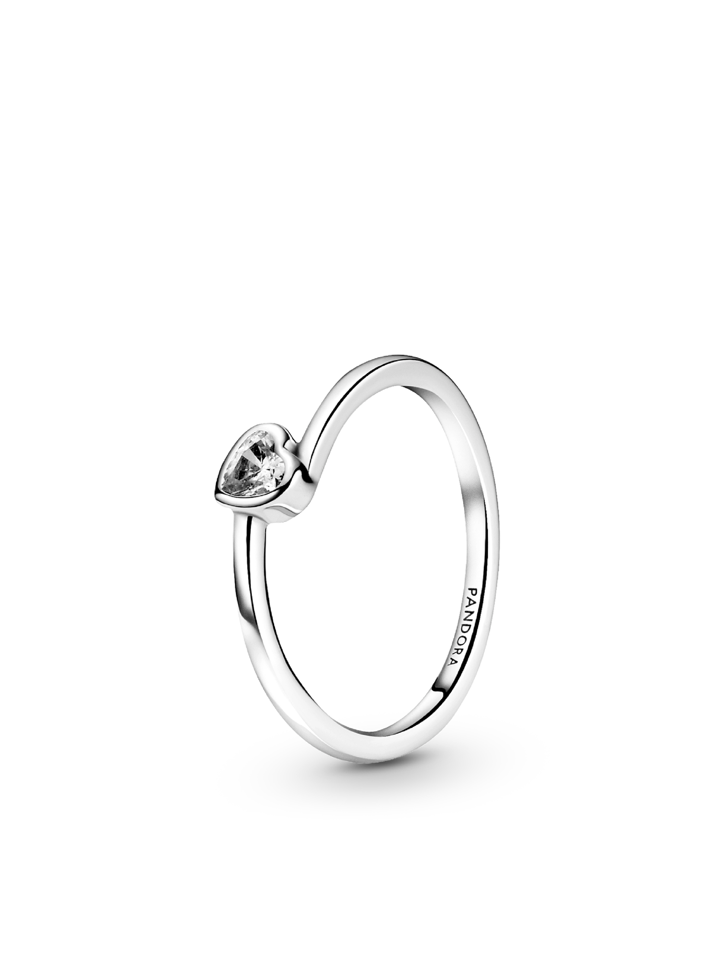 Женское кольцо Pandora Clear Tilted Heart Solitaire, цвет: Серебро — фото 1