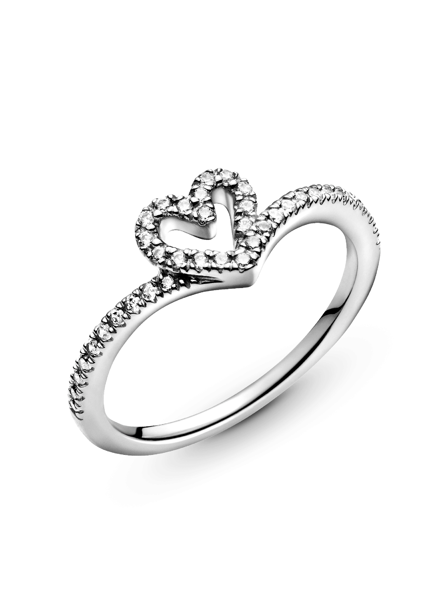 Sparkling Wishbone Heart Ring