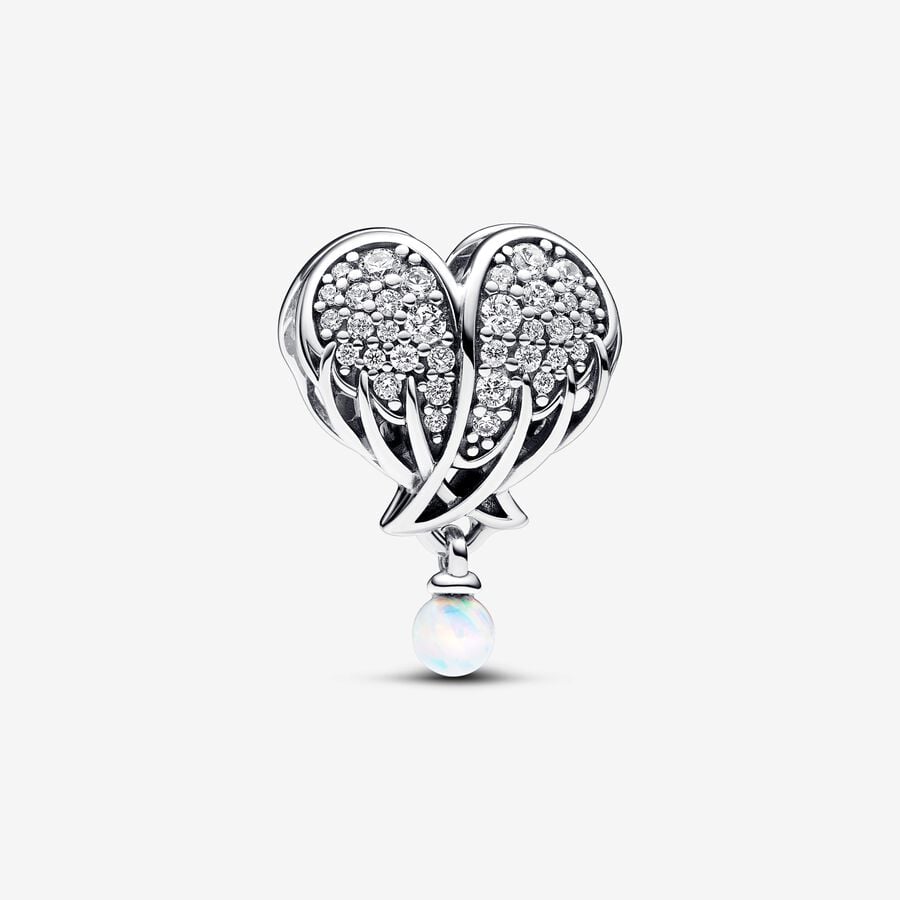 Sparkling Angel Wings & Heart Charm image number 0