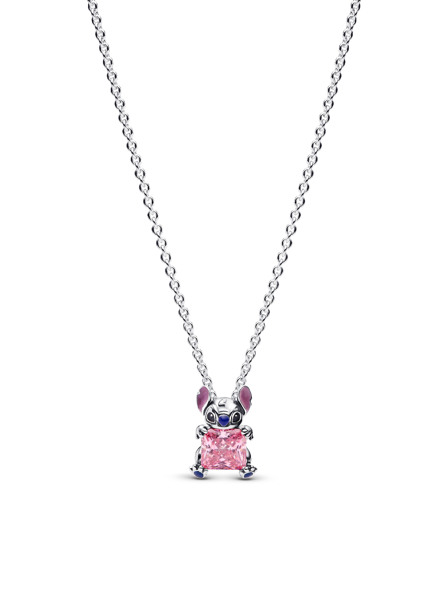 Женское колье Pandora Disney Stitch Pink Collier, цвет: Серебро