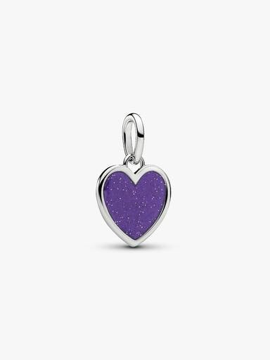 Engravable Purple Heart Dangle Charm, Platinum Plated