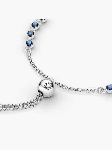 FINAL SALE - Blue and Clear Sparkle Slider Bracelet