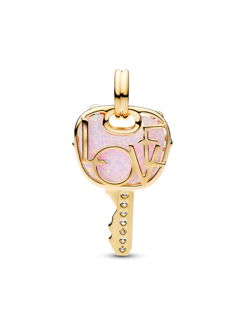 Opalescent Pink Love Key Large Dangle Charm