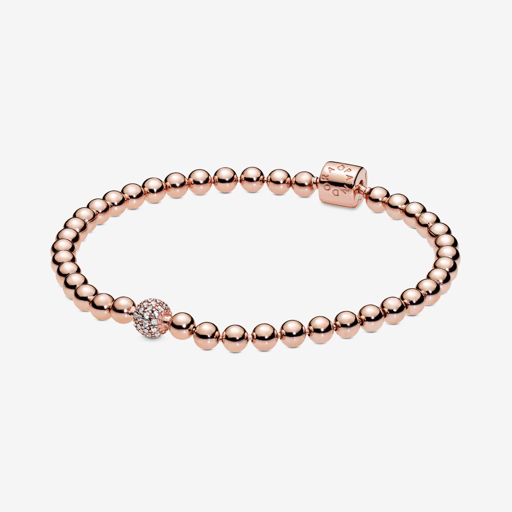 Beads & Pavé Bracelet | Rose gold plated | Pandora US