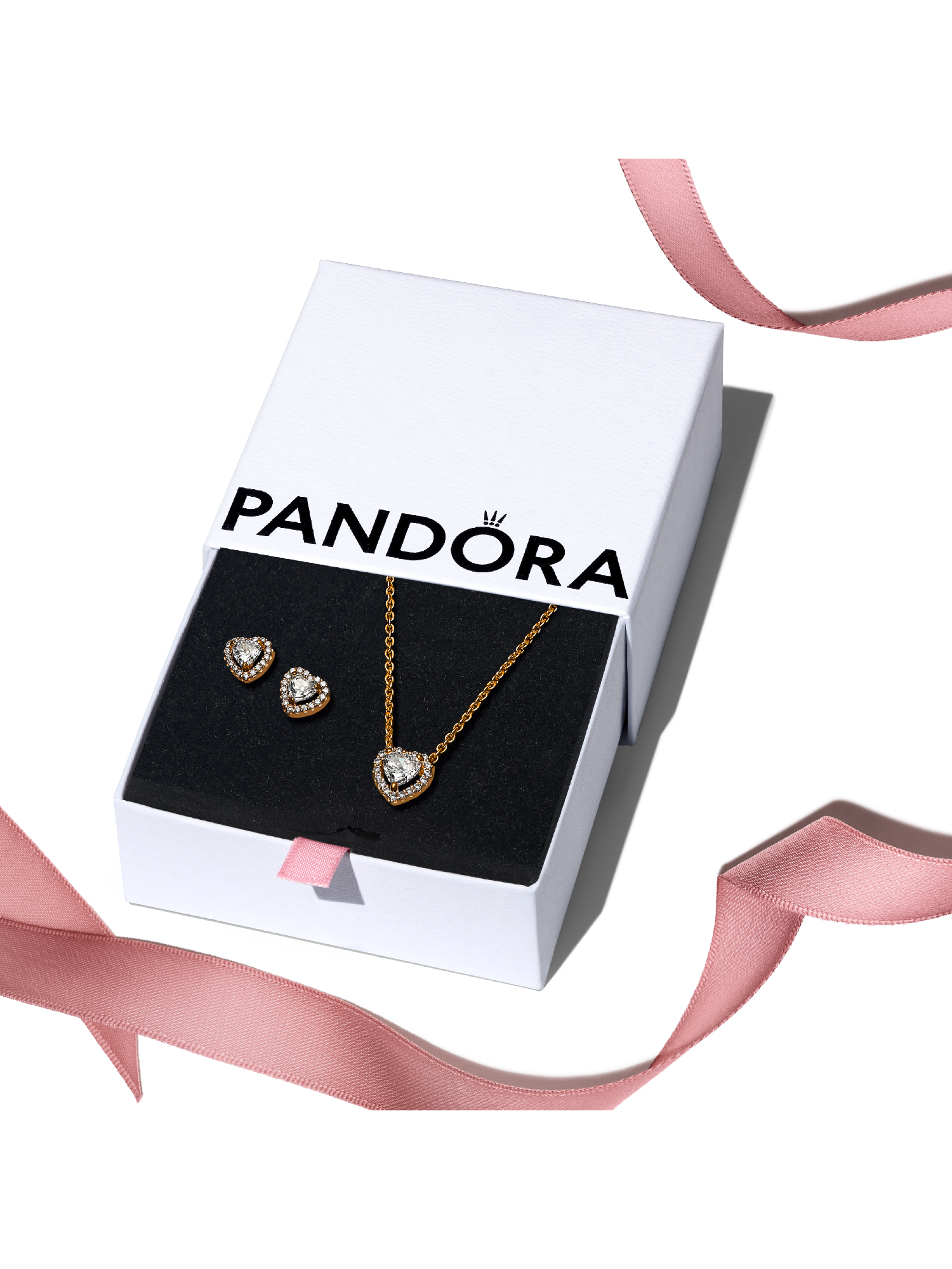 Golden Elevated Heart Jewelry Gift Set