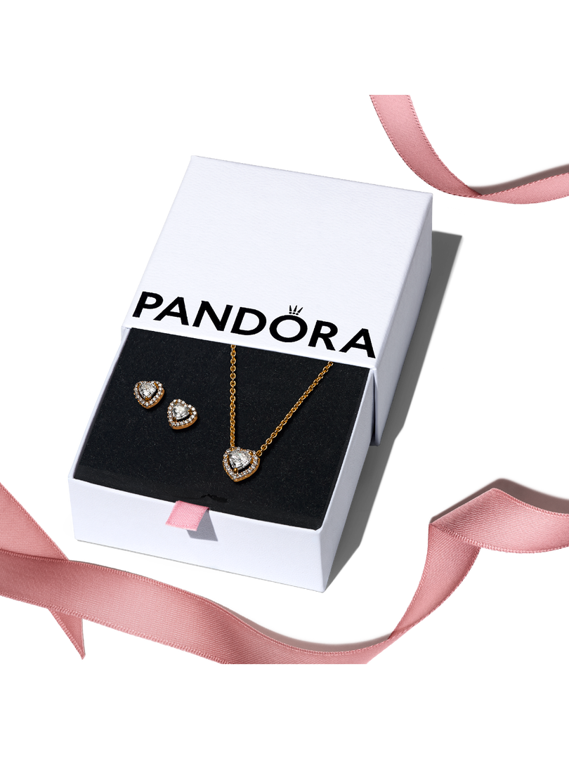 Golden Elevated Heart Jewelry Gift Set