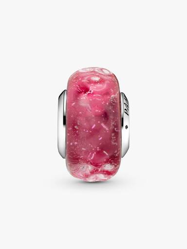 Wavy Fancy Pink Murano Glass Charm