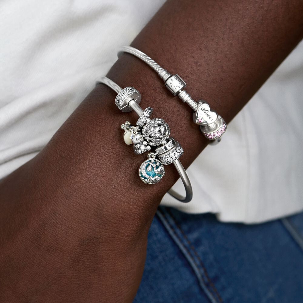 Sister's Love Charm in Sterling Silver & Pink CZ | Pandora US