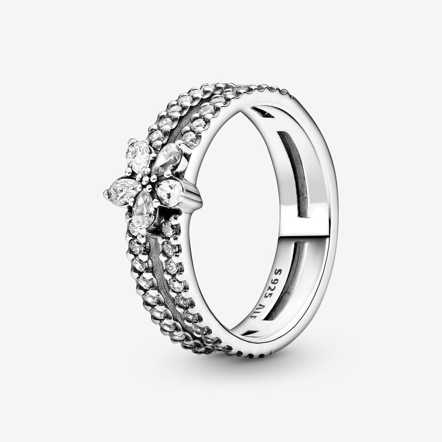 FINAL SALE - Sparkling Snowflake Double Ring image number 0