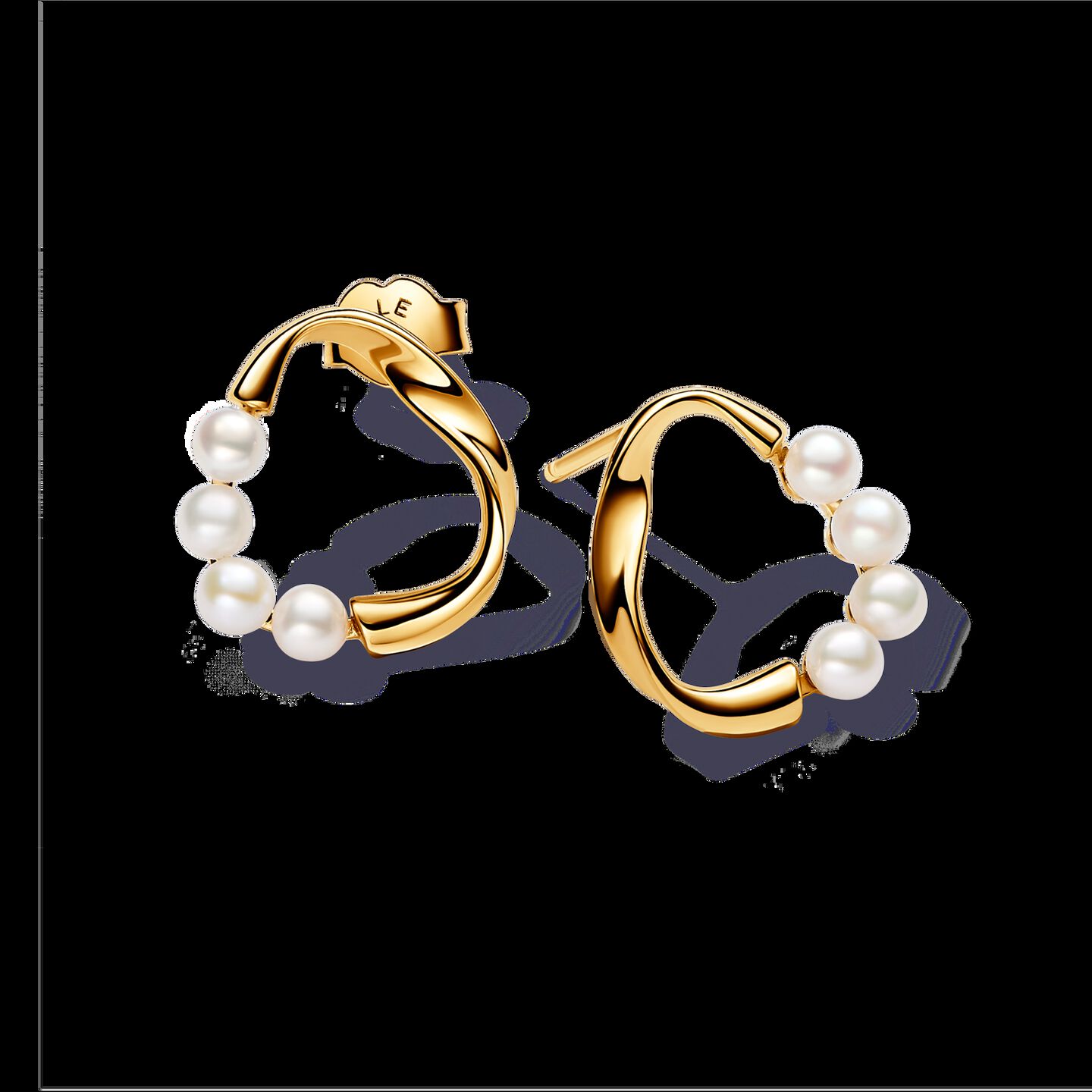 Женские серьги Pandora Organically Shaped Circle & Treated Freshwater Cultured Pearls, цвет: Позолоченный — фото 2