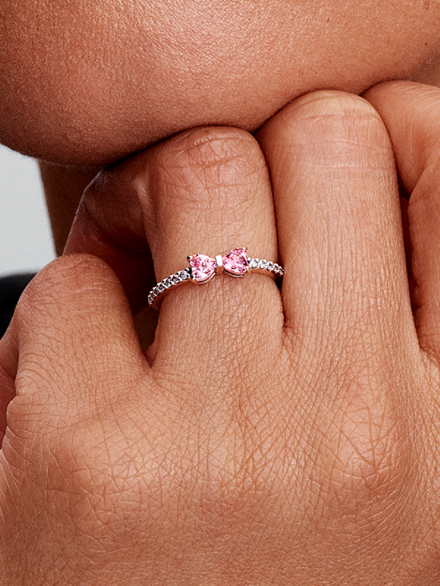 Женское кольцо Pandora Sparkling Pink Bow, Sterling silver, цвет: Серебро — фото 3