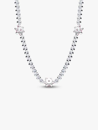 Pink Flower Tennis Necklace