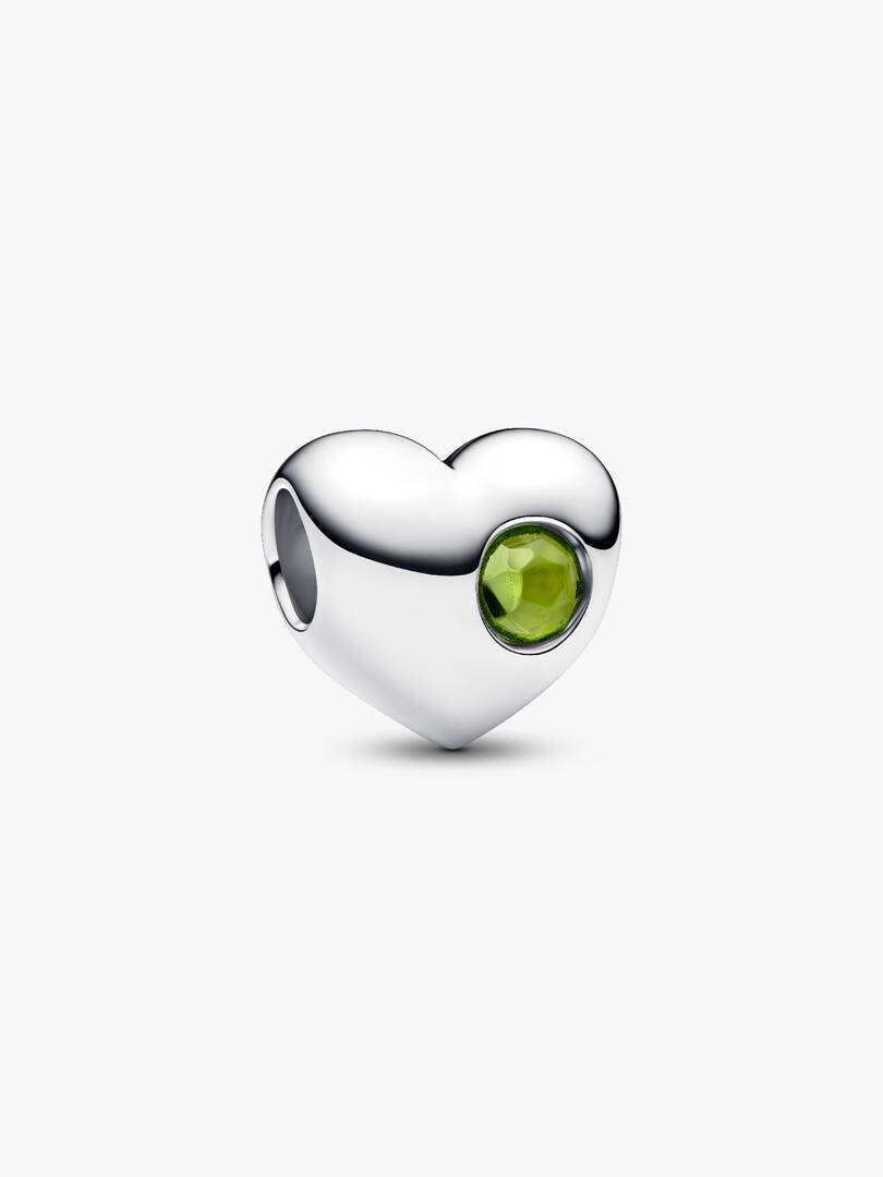 August Engravable Spring Green Stone Heart Charm