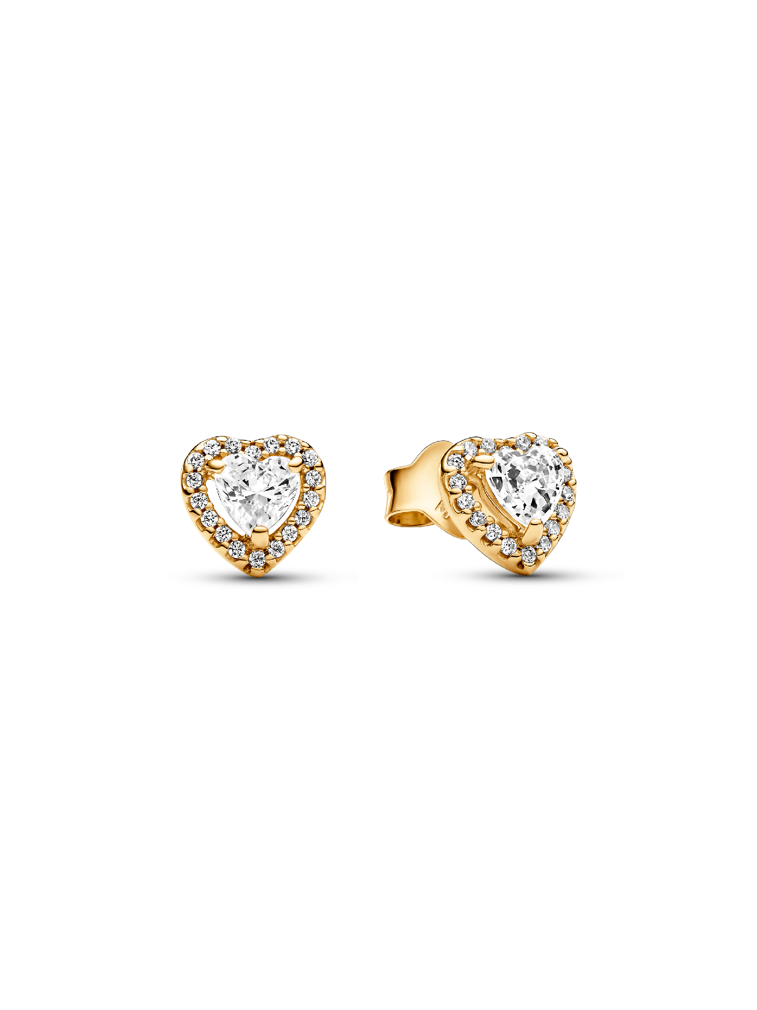 Sparkling Elevated Heart Stud Earrings | Gold plated | Pandora US