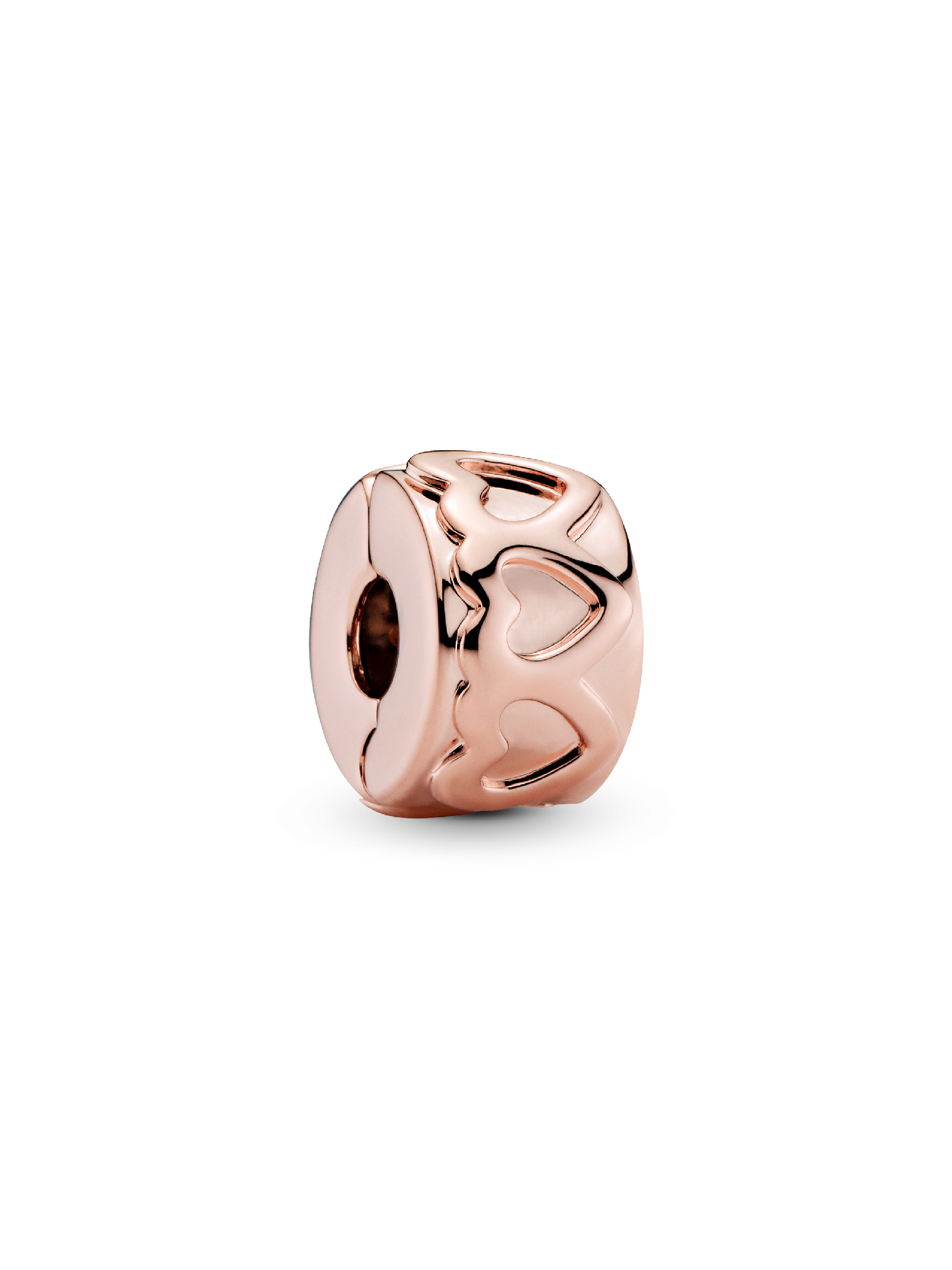 9ct Gold & Pink CZ Heart Clip-On Charm - Love Hearts Pendant For Bracelets (375)