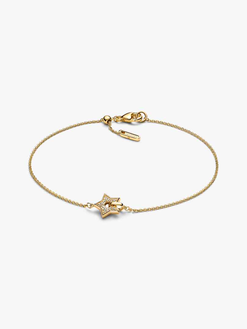 Pandora Talisman 14k Gold Lab-grown Diamond Pavé Star Chain Bracelet