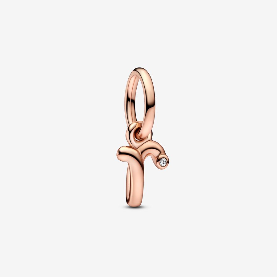 Initial Bracelet in Rose Gold Plated Sterling Silver with CZ Letters R