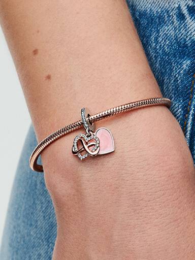 Sparkling Infinity Heart Dangle Charm