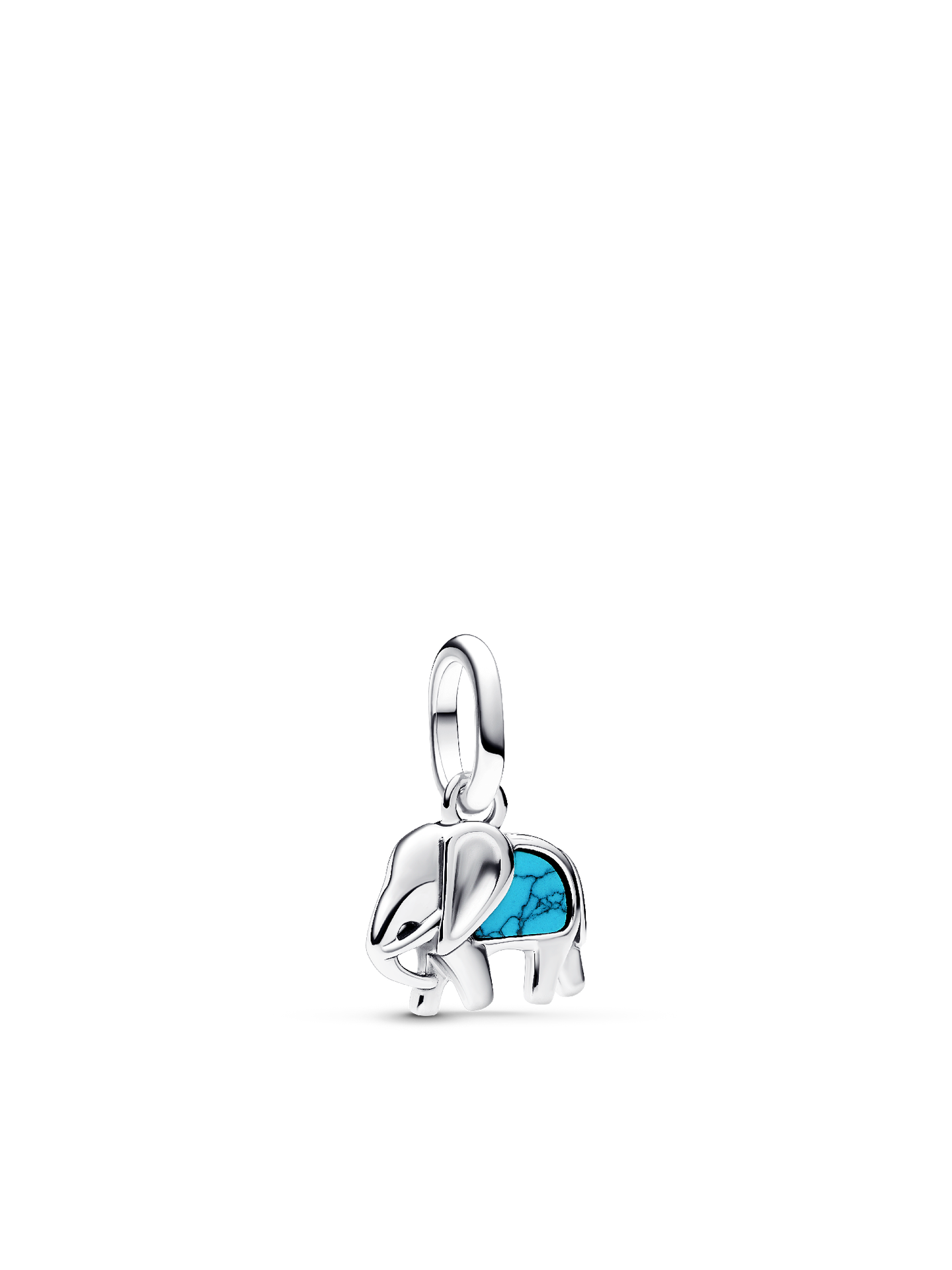 Женский шарм Pandora Turquoise-colored Elephant Mini Dangle Charm, цвет: Серебро — фото 1