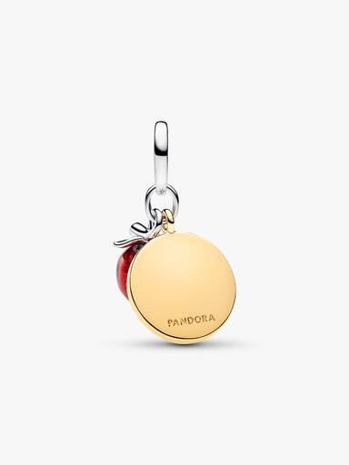 Apple & Engravable Round Tag Double Dangle Charm