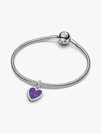 Engravable Purple Heart Dangle Charm, Platinum Plated