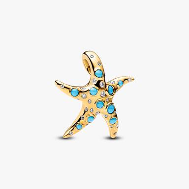 Sparkling Blue Starfish Necklace and Earring Set