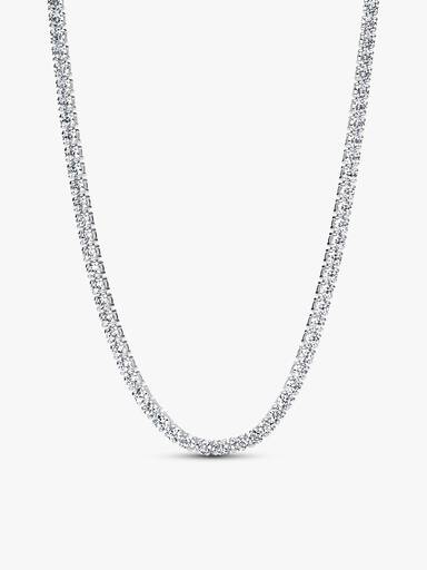 Tennis Choker & Heart Necklace Layering Set